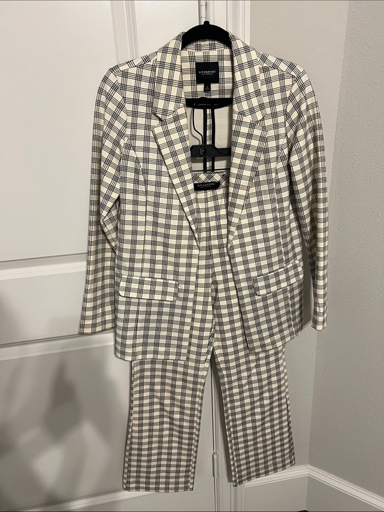 Liverpool Pants - Liverpool Cream and Black Plaid Two-Piece Suit